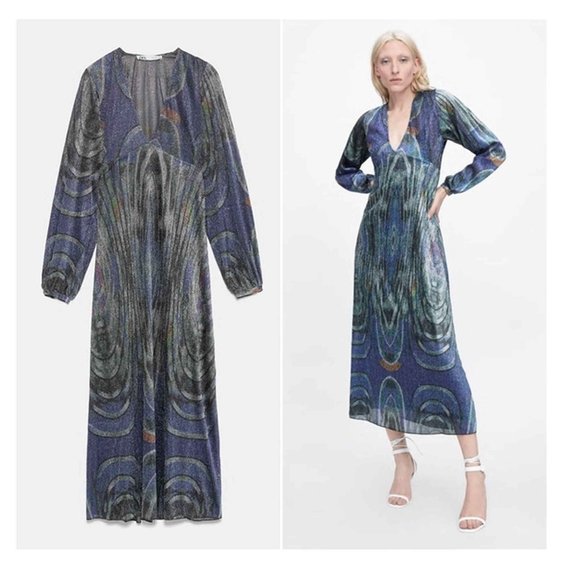 Zara Abstract Shimmer Dress - NWT, size S - Picture 1 of 7